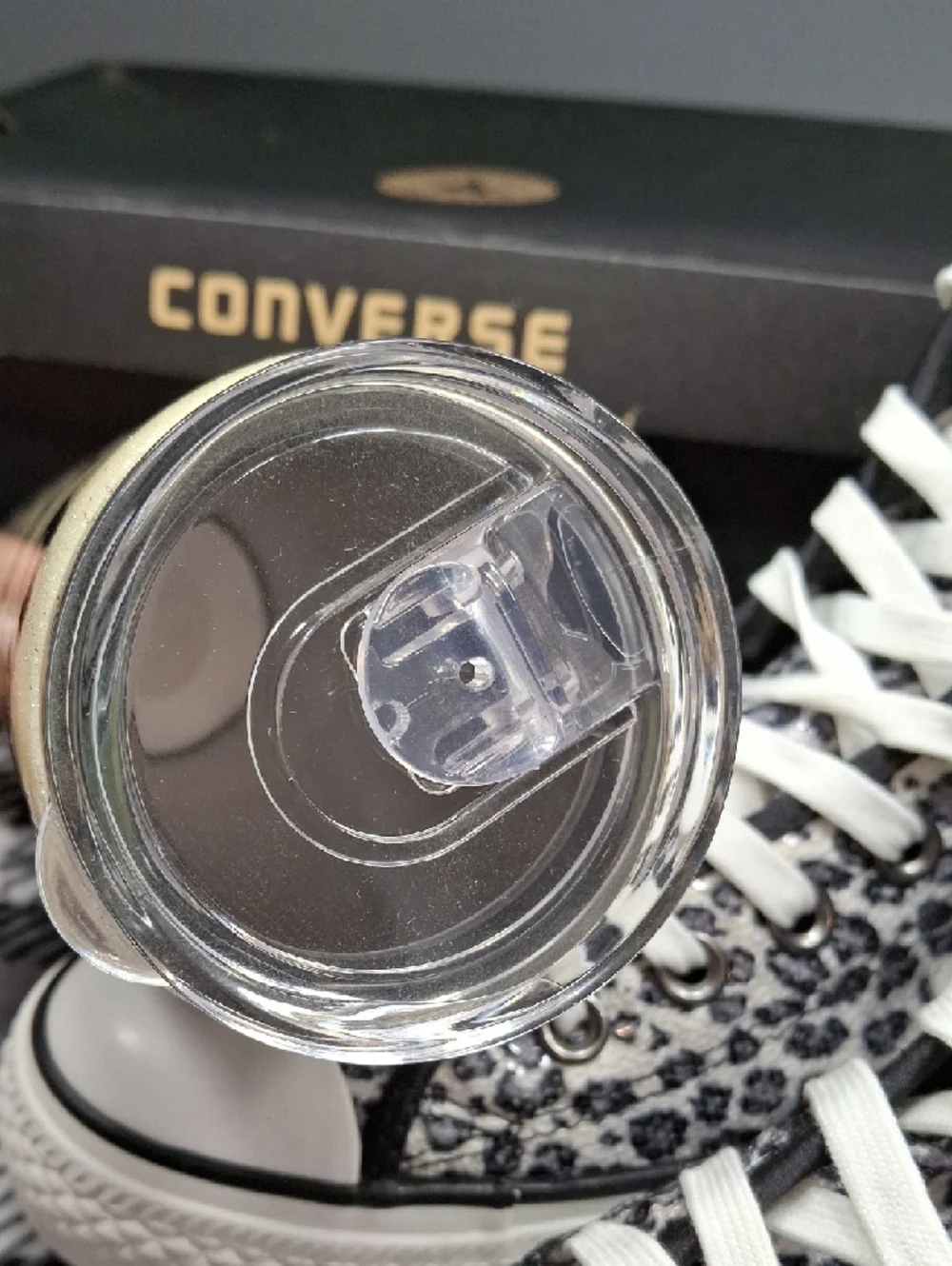 Vintage Converse High Top Squin Sneakers Snow Leopard Print,and Matching Tumbler - Picture 15 of 17